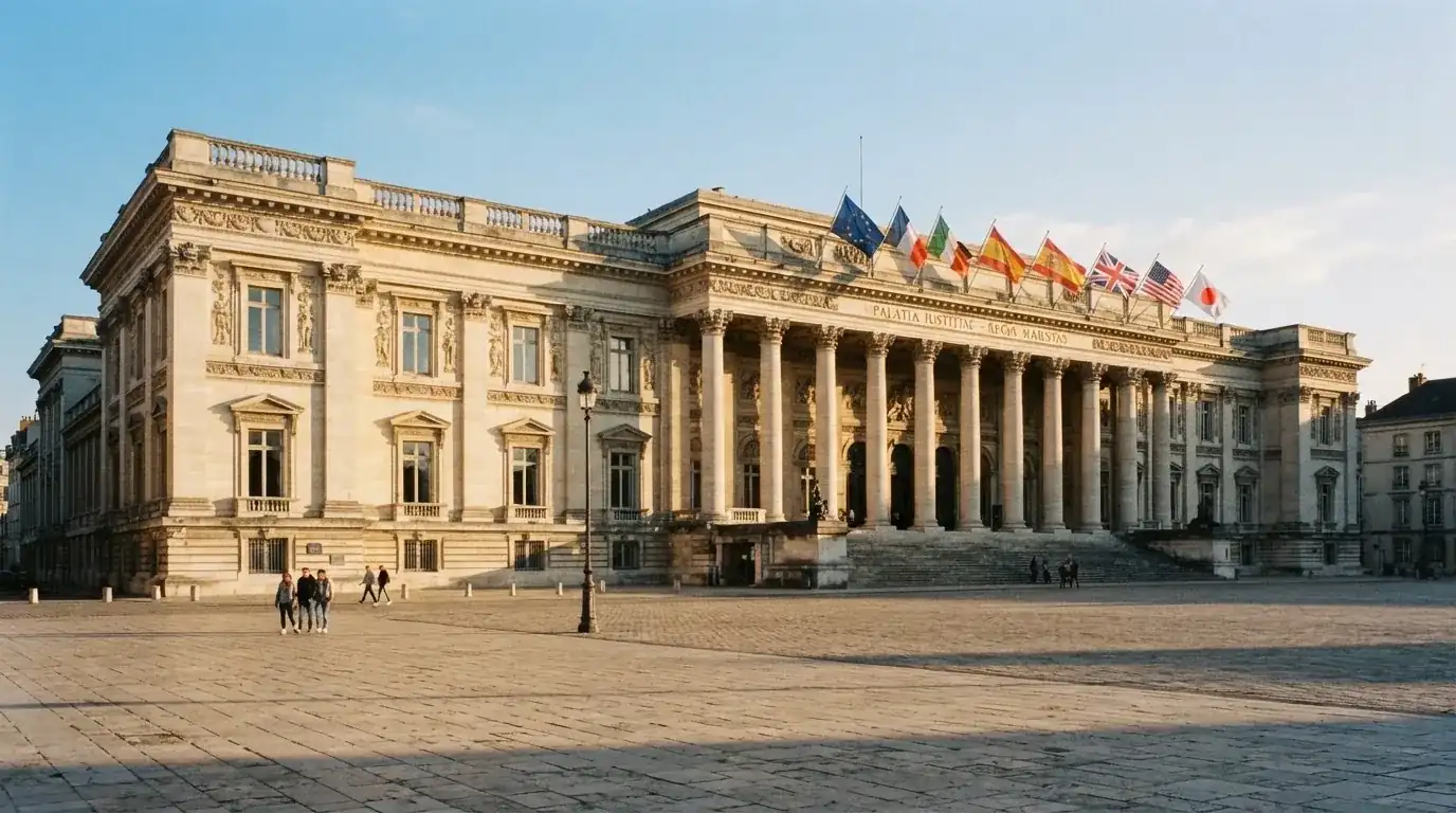 Palazzo istituzionale con bandiere al vento in una piazza soleggiata — casinò non aams che accettano litecoin