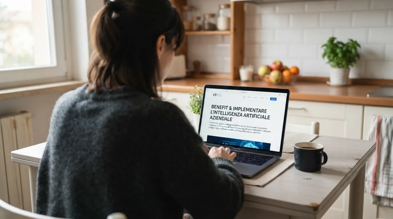 Persona davanti a un portatile che legge una pagina informativa sul gioco online in Italia — casino online con soldi finti
